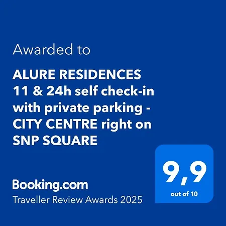 Alure Residences 11 - 24h Self Check-in & Private Parking Next To The Building Included, Center Right On Snp Square In A Quiet Passage, New Building, In Town Apartment *
